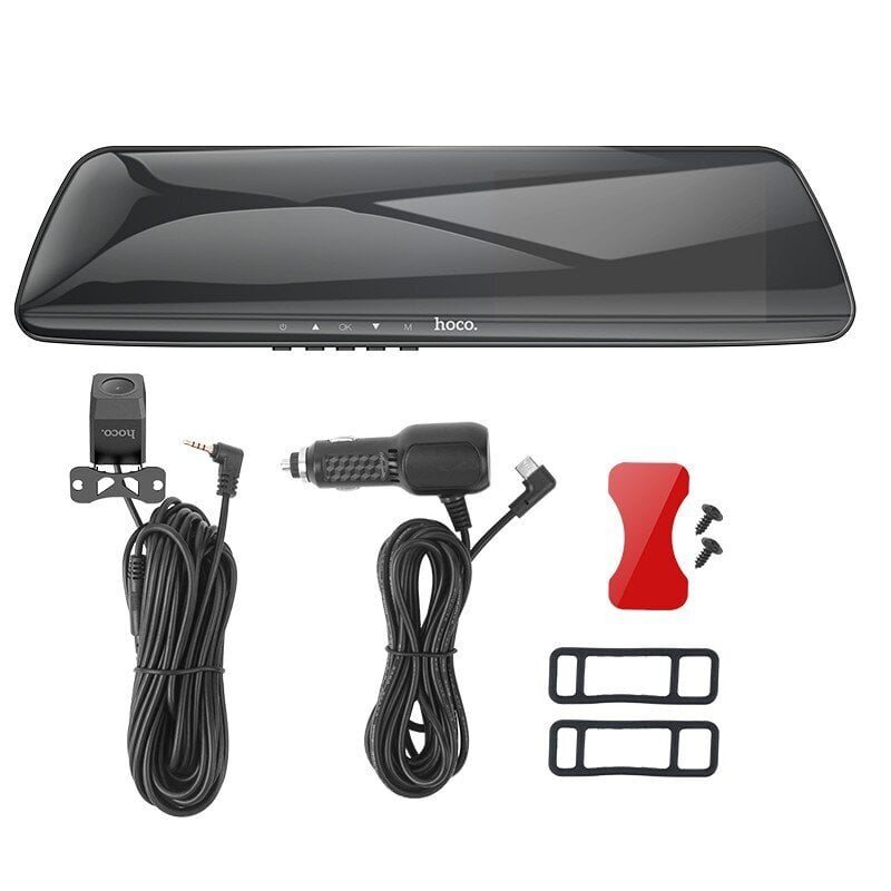 Hoco DV4 Dual Channel Rearview Mirror Driving Recorder kaina ir informacija | Vaizdo registratoriai | pigu.lt