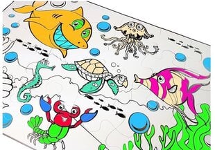 Spalvinamoji dėlionė Lean Toys Jūros gyvūnai su flomasteriais, 24 d. kaina ir informacija | Lavinamieji žaislai | pigu.lt