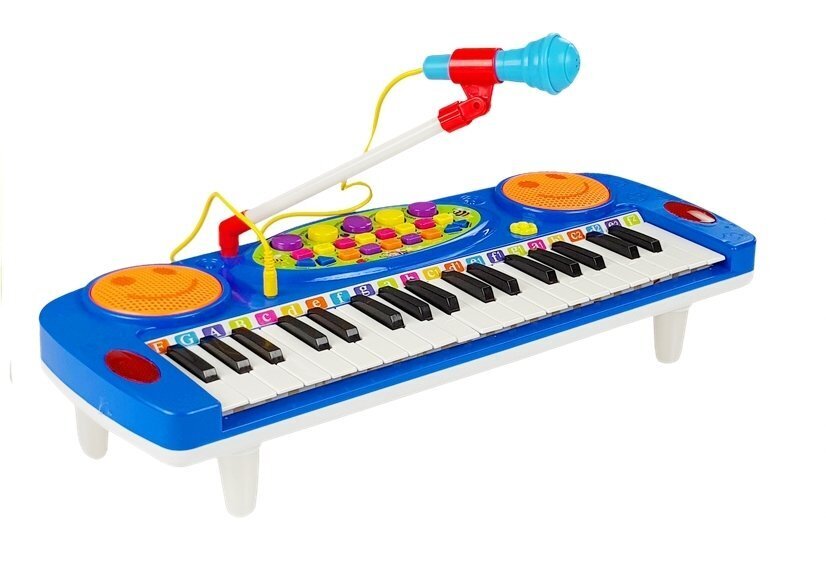 Pianino su mikrofonu rinkinys vaikams, mėlynas kaina ir informacija | Lavinamieji žaislai | pigu.lt