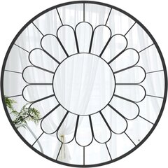 Круглое декоративное зеркало ANYHI, 24 дюйма, настенное, металлическая рама, черное цена и информация | Зеркала | pigu.lt