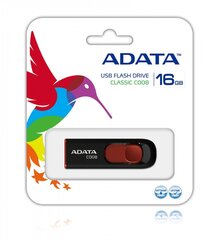 Atmintinė Adata C008 16GB, USB 2.0, Juoda/Raudona kaina ir informacija | USB laikmenos | pigu.lt