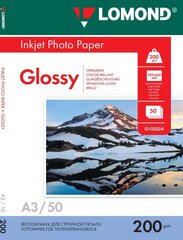 Lomond Photo Inkjet Paper Glossy 200 g/m2 A3, 50 sheets цена и информация | Аксессуары для фотоаппаратов | pigu.lt