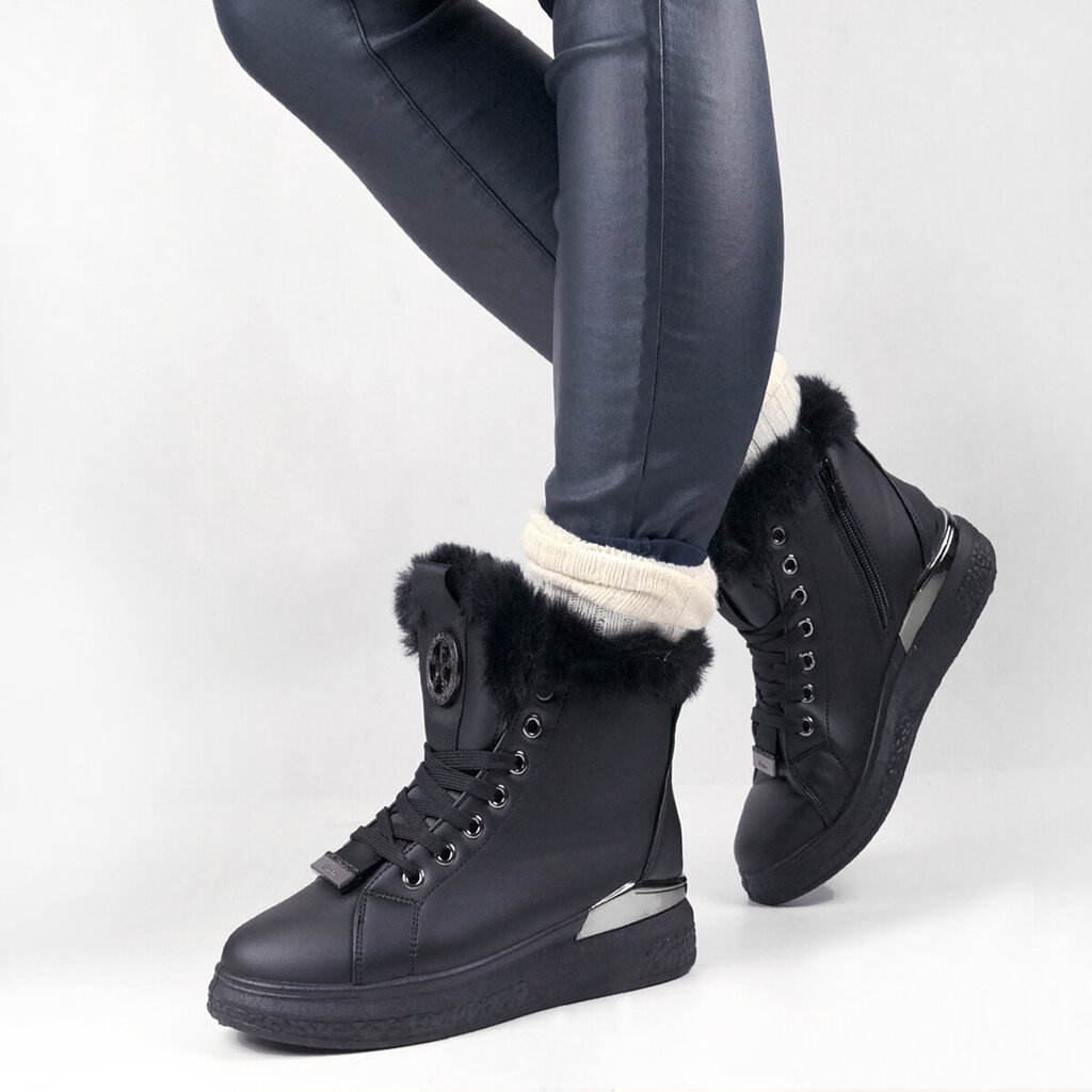 Jomix® žieminiai batai moterims, juodi kaina ir informacija | Aulinukai, ilgaauliai batai moterims | pigu.lt