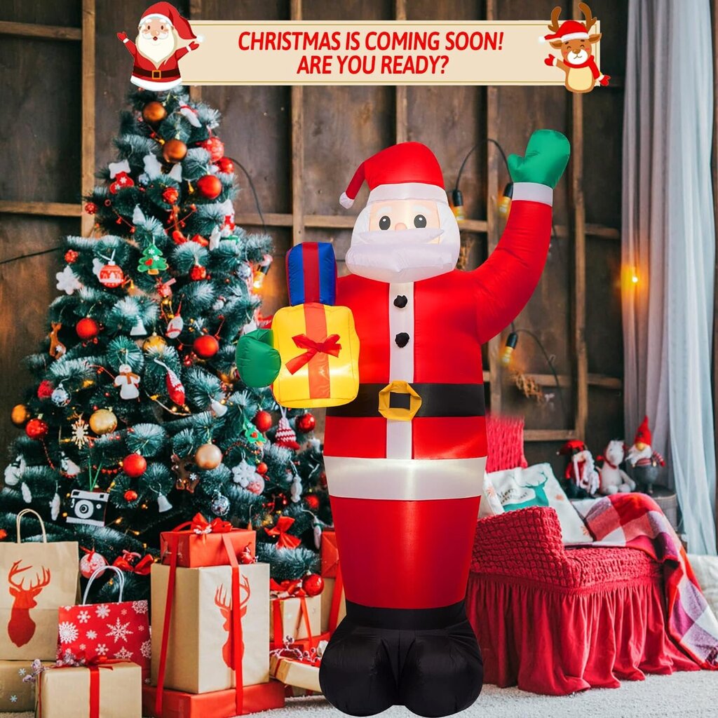 Pripučiamas Kalėdų Senis, 182 cm kaina ir informacija | Kalėdinės dekoracijos | pigu.lt