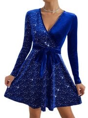 Платье для женщин Electronics-9, бархатное, синего цвета цена и информация | Платья | pigu.lt