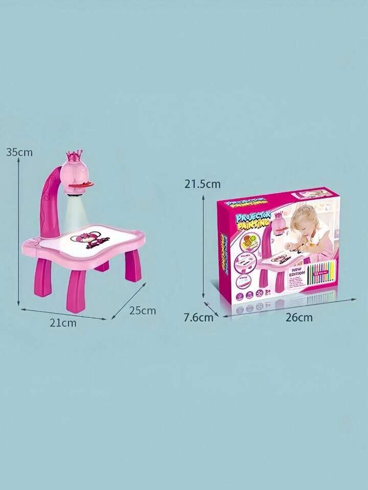 Projekcinis piešimo stalas ir lentelė, 35x21x25 cm, rožinis kaina ir informacija | Žaislai mergaitėms | pigu.lt