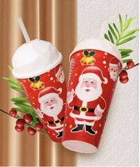 Electronics-30 Kalėdinis puodelis ledui su dangteliu ir šiaudeliu, 19x8 cm, raudonas kaina ir informacija | Taurės, puodeliai, ąsočiai | pigu.lt