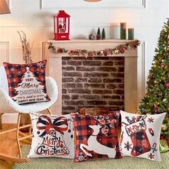 Набор наволочек с Рождественским рисунком 4шт, 45x45 см цена и информация | Декоративные подушки и наволочки | pigu.lt