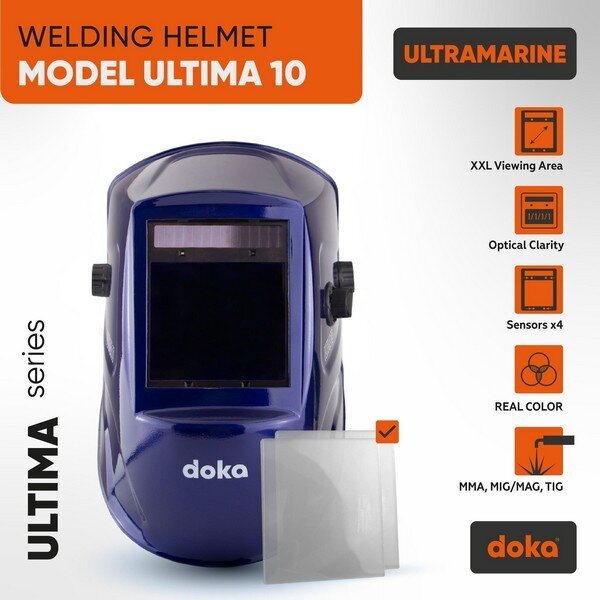 Automatinė suvirinimo kaukė Doka ultima 10 Ultramarine kaina ir informacija | Galvos apsauga | pigu.lt