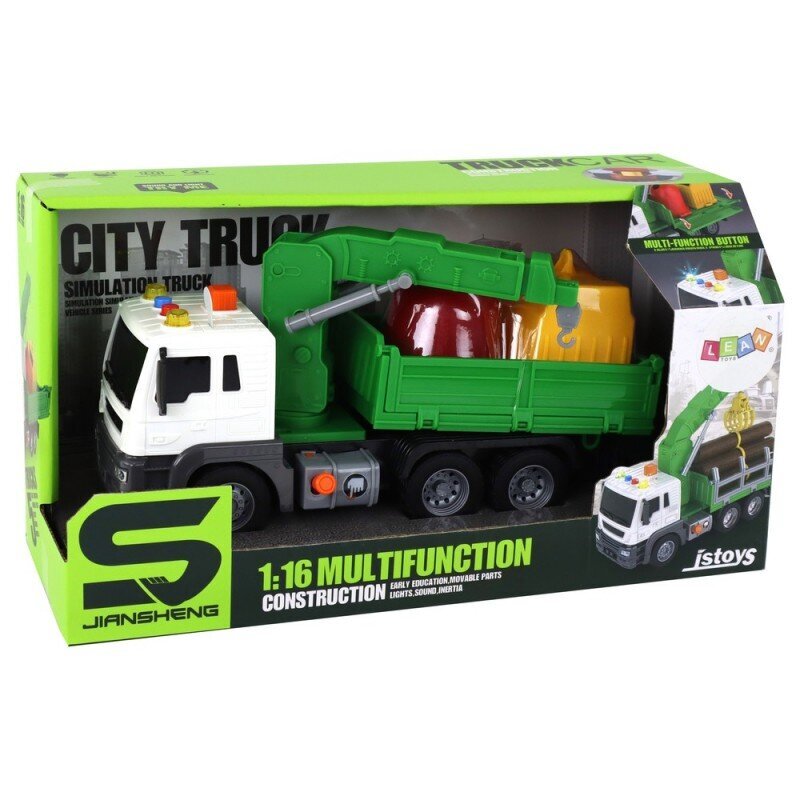Žaislinis šiukšliavežis su priedais Lean Toys, žalias kaina ir informacija | Žaislai berniukams | pigu.lt