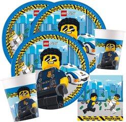 Vienkartinių indų rinkinys Lego City Police kaina ir informacija | Vienkartiniai indai šventėms | pigu.lt