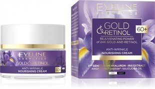 Maitinamasis kremas nuo raukšlių, Eveline Gold & Retinol 60+, 50 ml kaina ir informacija | Veido kremai | pigu.lt