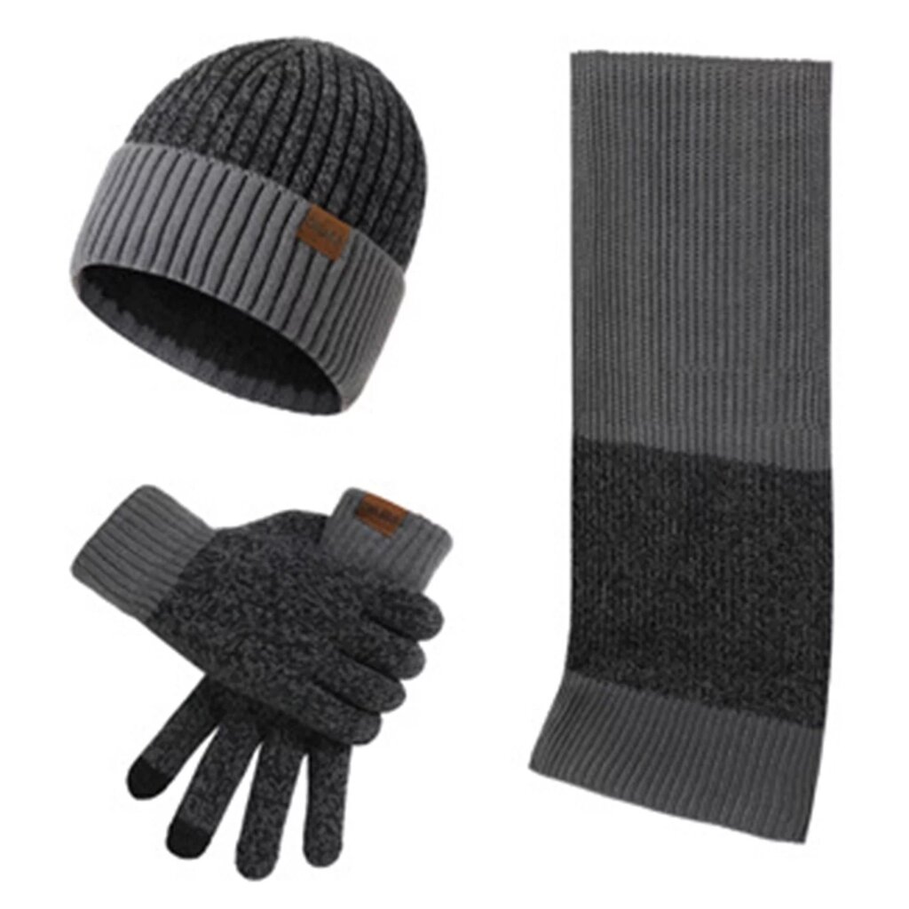 Žiemos rinkinys (pirštinės, šalikas, kepurė), pilka M12112101-2 kaina ir informacija | Vyriški šalikai, kepurės, pirštinės | pigu.lt