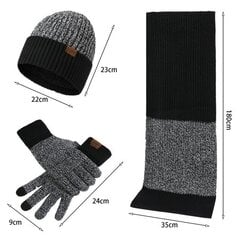 Зимний комплект (перчатки, шарф, шапка), черный M12112101-1 цена и информация | Мужские шарфы, шапки, перчатки | pigu.lt