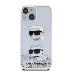 Karl Lagerfeld Liquid Glitter Karl and Choupette Head Case for iPhone 15 Pro Silver цена и информация | Чехлы для телефонов | pigu.lt