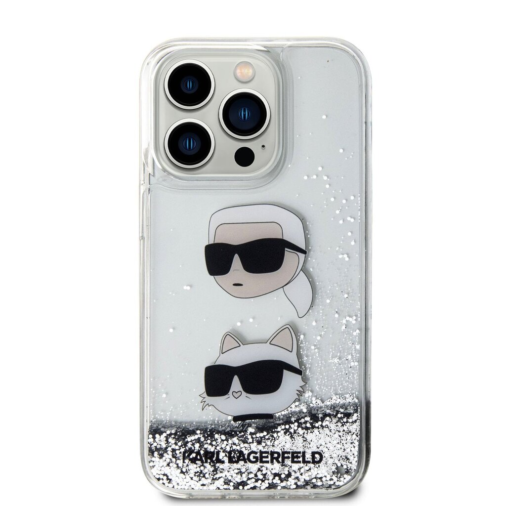 Karl Lagerfeld Liquid Glitter Karl and Choupette Head Case for iPhone 15  Pro Silver цена | pigu.lt