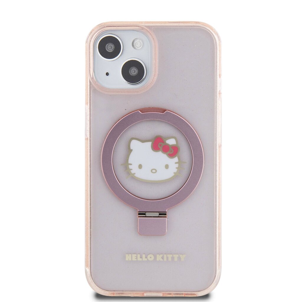 Hello Kitty IML Ringstand Glitter Kitty Head Logo MagSafe Case for iPhone  15 Pink цена | pigu.lt