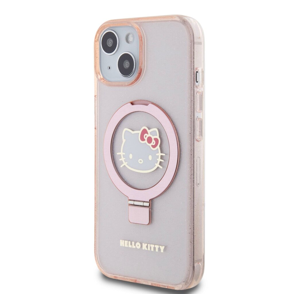 Hello Kitty IML Ringstand Glitter Kitty Head Logo MagSafe Case for iPhone  15 Pink цена | pigu.lt