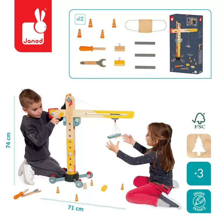 Medinis kranas su įrankiais Janod kaina ir informacija | Žaislai berniukams | pigu.lt