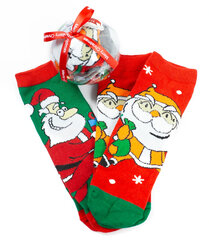 Kalėdinės kojinės mergaitėms, raudonos, 2 poros цена и информация | Носки, колготки для девочек | pigu.lt