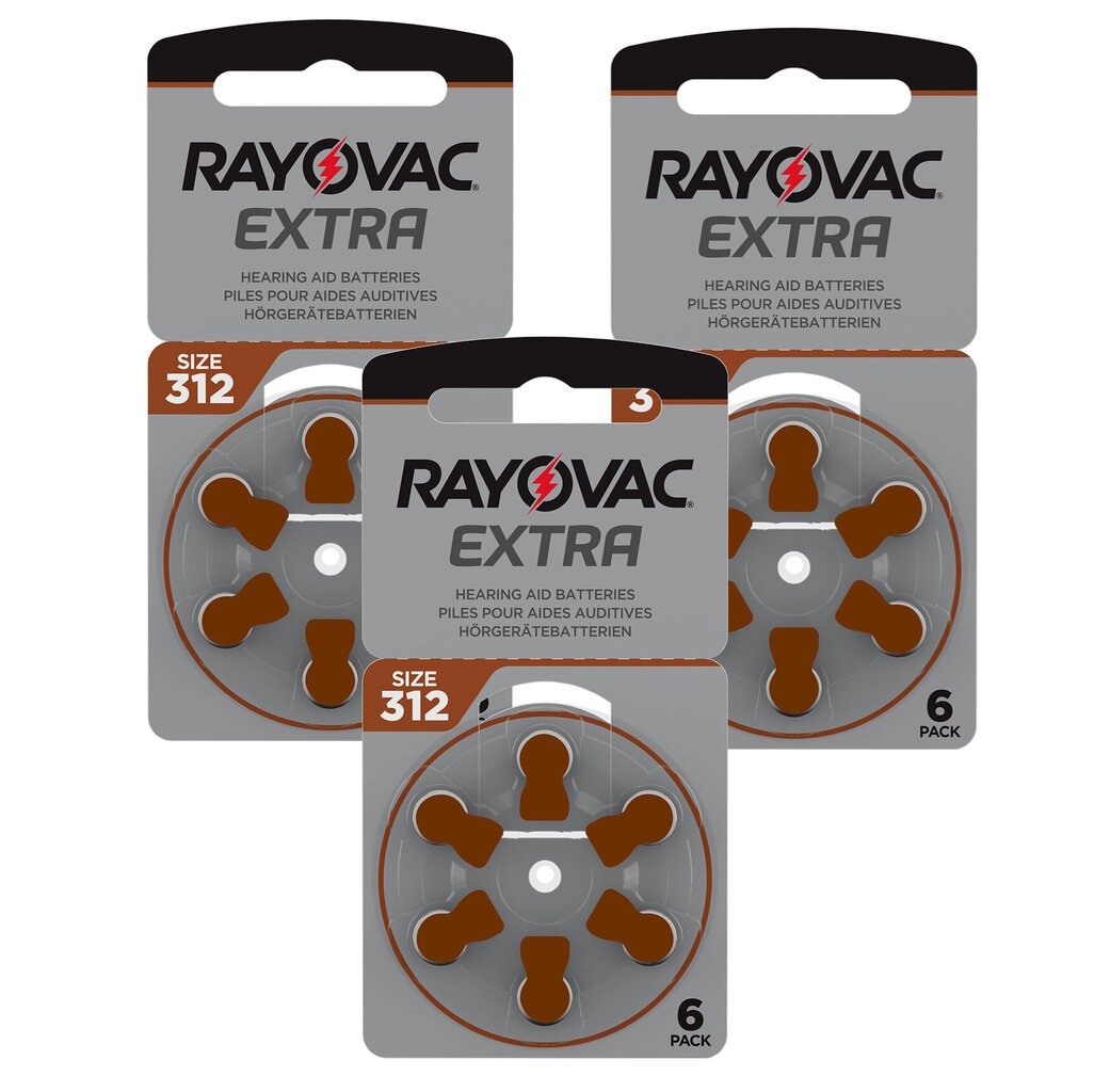 Rayovac A312 (PR41) klausos aparato baterijos 3x6 vnt., 18 vnt. kaina ir informacija | Elementai | pigu.lt