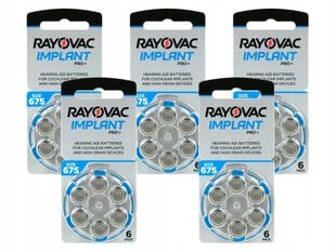 Батарейки Rayovac Impant Pro+ 675, PR44 для кохлеарных имплантов, 30 шт. цена и информация | Батарейки | pigu.lt