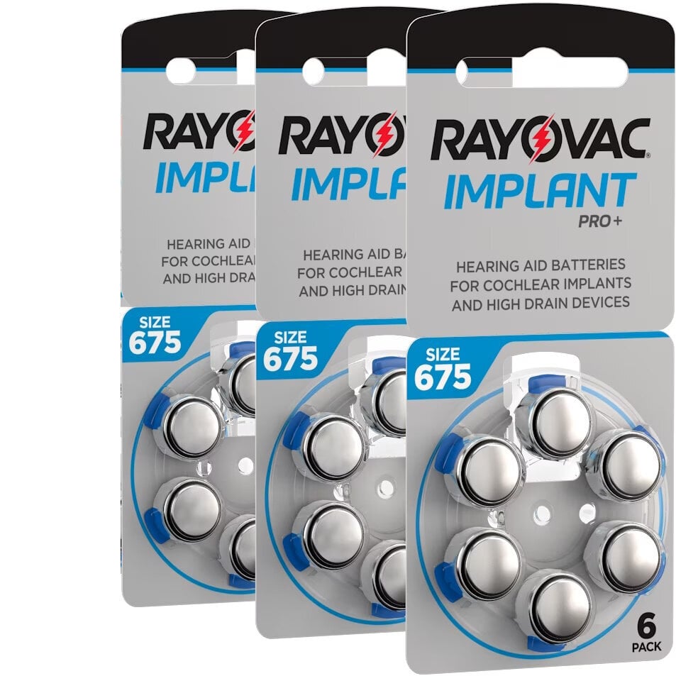 Rayovac Implant Pro+ 675, PR44 baterijos kochleariniams implantams, 18 vnt. kaina ir informacija | Elementai | pigu.lt
