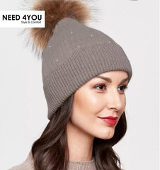 Moteriška kepurė Need 4You, pilka, vilna kaina ir informacija | Kepurės moterims | pigu.lt