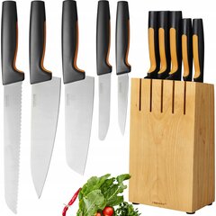 FISKARS комплект ножей с подставкой, 5 шт цена и информация | Ножи и аксессуары для них | pigu.lt