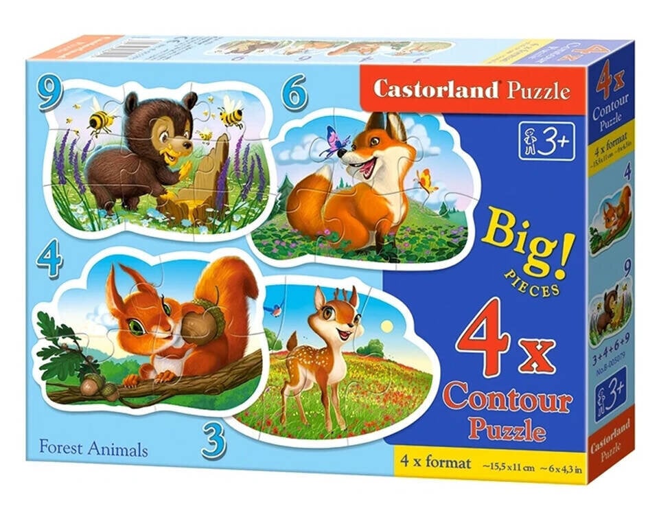 Dėlionė miško gyvūnai 4in1 Castorland, 3,4,6,9 d. цена и информация | Dėlionės (puzzle) | pigu.lt