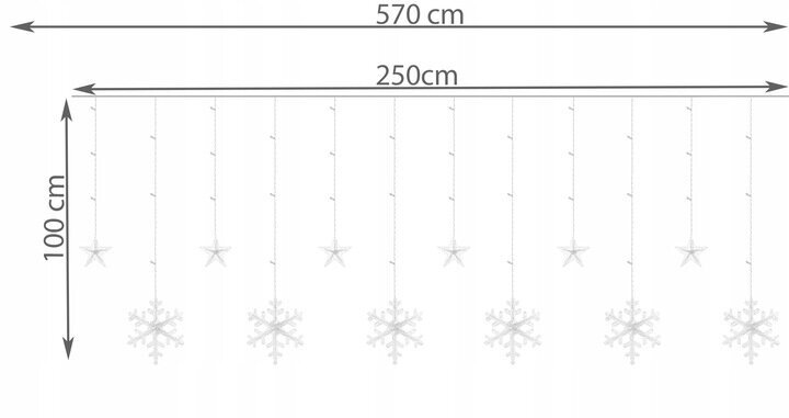 Kalėdinė girlianda Varvekliai ir snaigės, 138 LED, 5.7m kaina ir informacija | Girliandos | pigu.lt