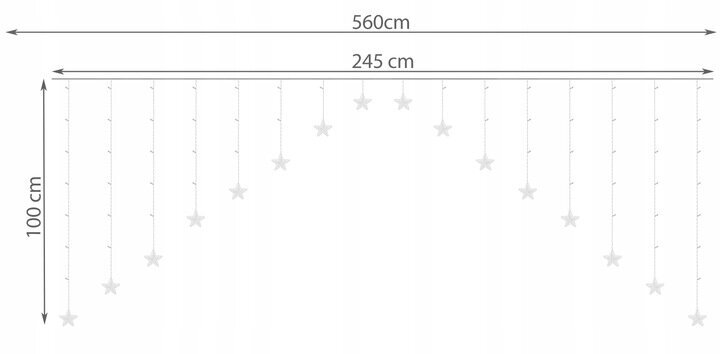 Kalėdinė girlianda Varvekliai ir žvaigždės, 136 LED, 5.6 m kaina ir informacija | Girliandos | pigu.lt