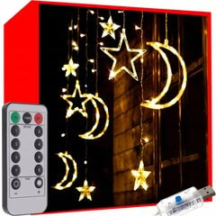 Kalėdinė girlianda Varvekliai, žvaigždės ir mėnuliai, 138 LED, 5.3 m цена и информация | Гирлянды | pigu.lt