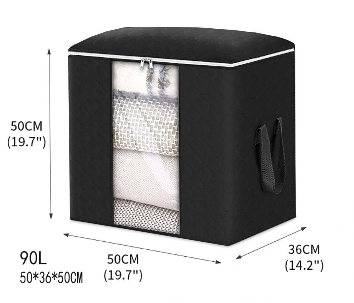 Dėklas spintos stalčiui 50 cm x 50 cm x 36 cm S37 juodas kaina ir informacija | Pakabos, maišai drabužiams | pigu.lt