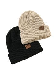 Moteriškos žiemos skrybėlės, 2 vnt., Beži ir Juodi kaina ir informacija | Kepurės moterims | pigu.lt