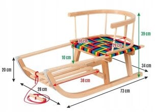 Деревянные санки со спинкой Маluch цена и информация | Санки | pigu.lt