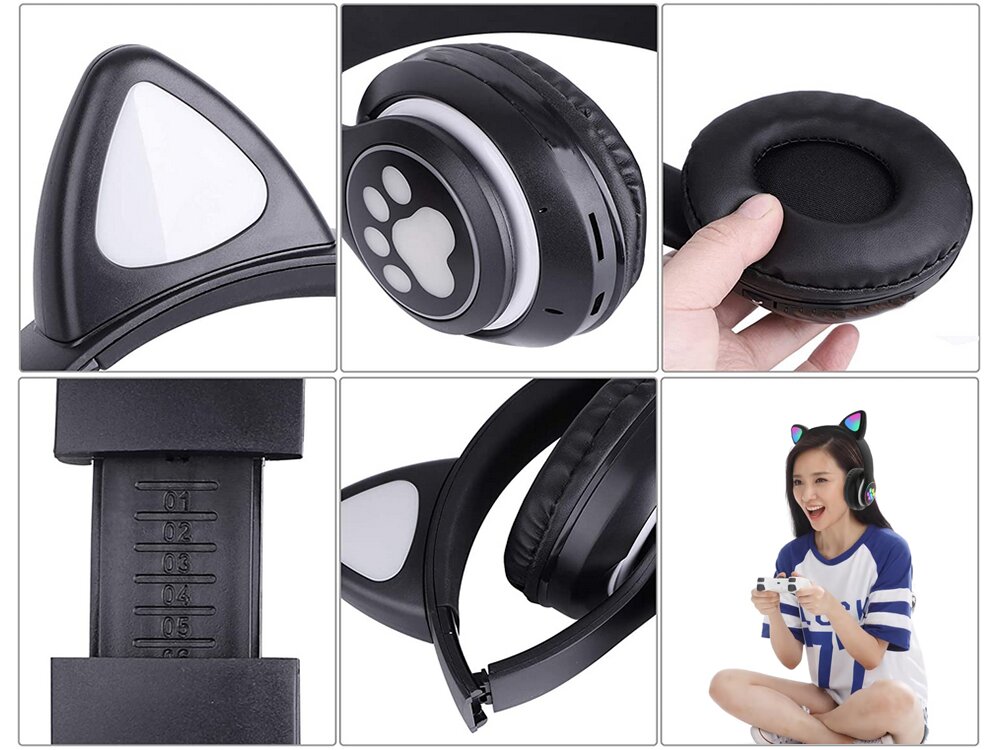 Wireless Headphones With Cat Ears kaina ir informacija | Ausinės | pigu.lt