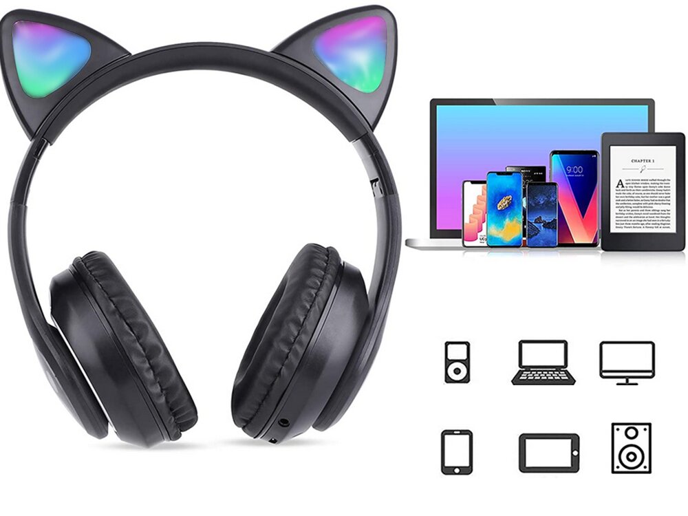 Wireless Headphones With Cat Ears kaina ir informacija | Ausinės | pigu.lt