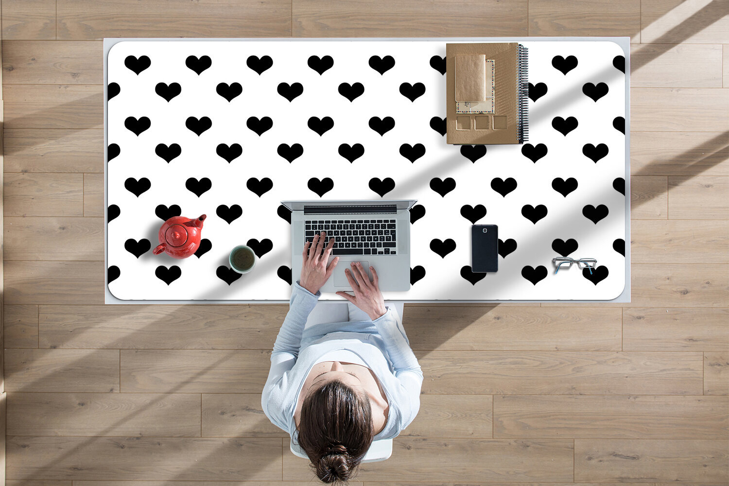 Decormat stalo kilimėlis, širdelės, 90x45 cm цена и информация | Staltiesės, servetėlės | pigu.lt