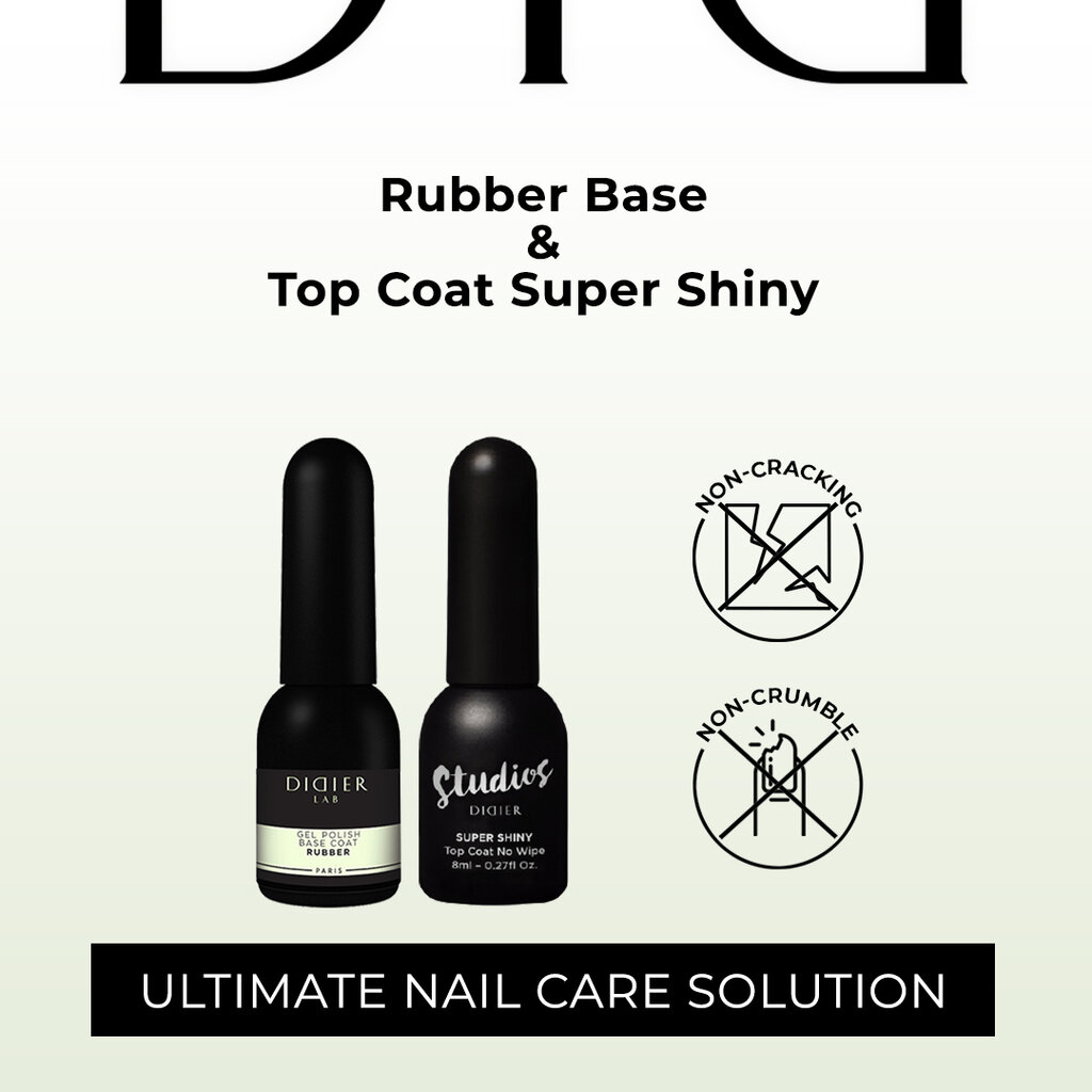 Rinkinys Didier Lab Rubber Base, Clear + Top Super Shiny, 2 vnt. kaina ir informacija | Nagų lakai, stiprintojai | pigu.lt