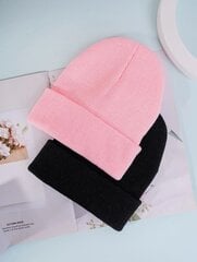 Женская зимняя шапка, 2 шт., розовая / черная цена и информация | Женские шапки | pigu.lt