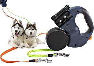 Автоматический поводок для 2 собак 2х3м. цена и информация | Ошейники, подтяжки для собак | pigu.lt