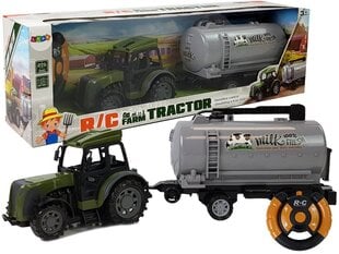 Nuotoliniu būdu valdomas žalias traktorius su pieno cisterna kaina ir informacija | Žaislai berniukams | pigu.lt