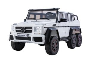 Dvivietis elektrinis džipas vaikams Mercedes G63 6x4 24V, baltas kaina ir informacija | Elektromobiliai vaikams | pigu.lt