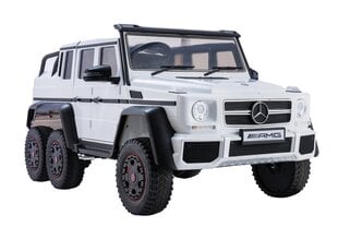 Dvivietis elektrinis džipas vaikams Mercedes G63 6x4 24V, baltas kaina ir informacija | Elektromobiliai vaikams | pigu.lt