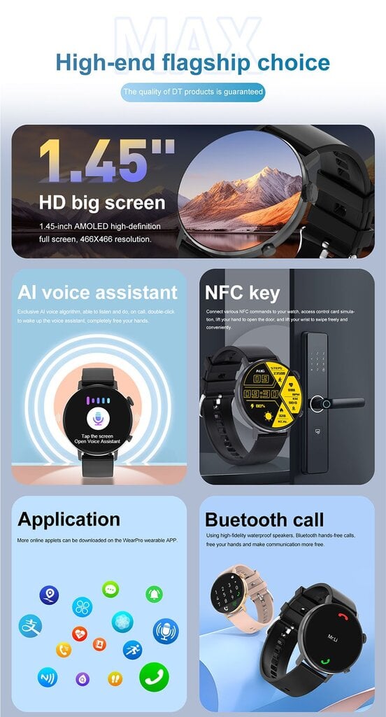 DT NO.1 DT88 Max Silver kaina ir informacija | Išmanieji laikrodžiai (smartwatch) | pigu.lt