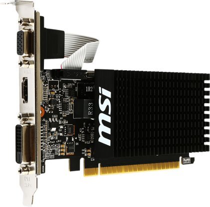 MSI GeForce GT 710 2GB DDR3 (64 bit) HDMI, DVI, D-Sub (GT 710 2GD3H LP) kaina ir informacija | Vaizdo plokštės (GPU) | pigu.lt