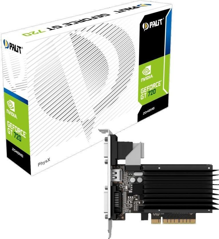 Palit GeForce GT 710 2GB DDR3 (64 bit) DVI, HDMI, D-Sub, BOX (NEAT7100HD46H) kaina ir informacija | Vaizdo plokštės (GPU) | pigu.lt