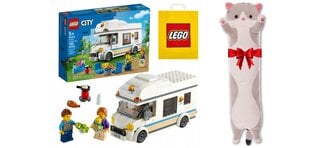 60283 LEGO® City atostogų kemperis ir Pliušinė pagalvė Katė цена и информация | Конструкторы и кубики | pigu.lt