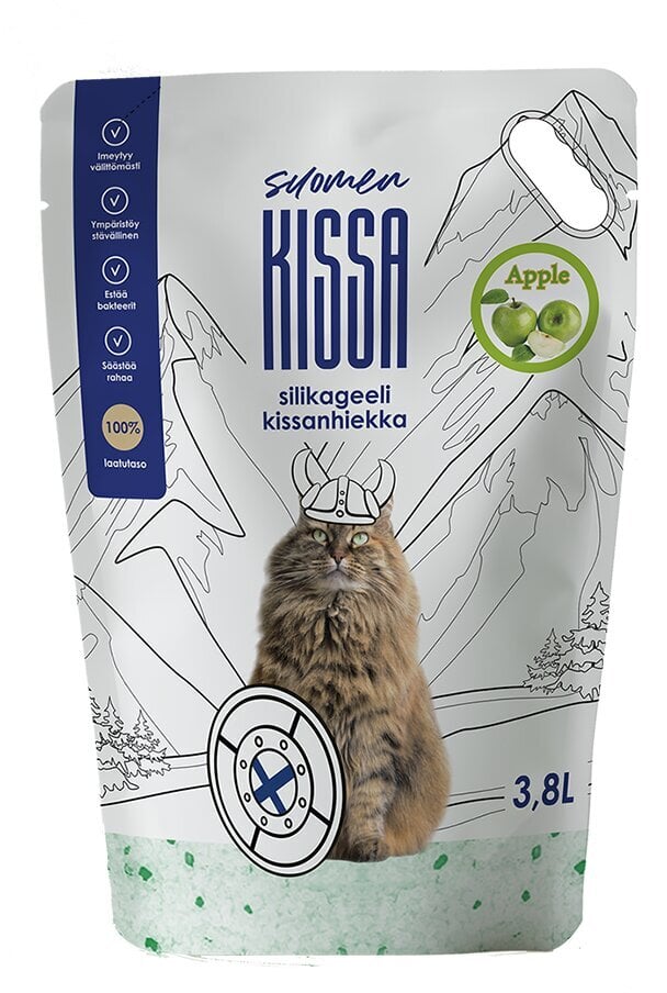 Silikoninis kraikas obuolių kvapo Suomen Kissa, 8 x 3,8L kaina ir informacija | Kraikas katėms | pigu.lt